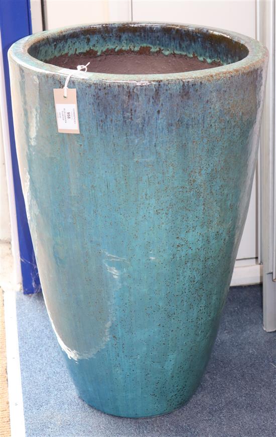 An azure blue garden planter H.70cm